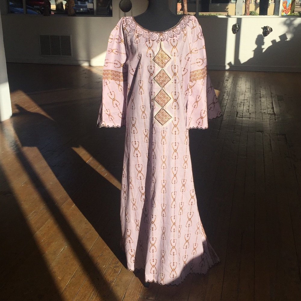Lavender/Brown/Gold Maxi Dress/Chemise - Picture 2 of 9
